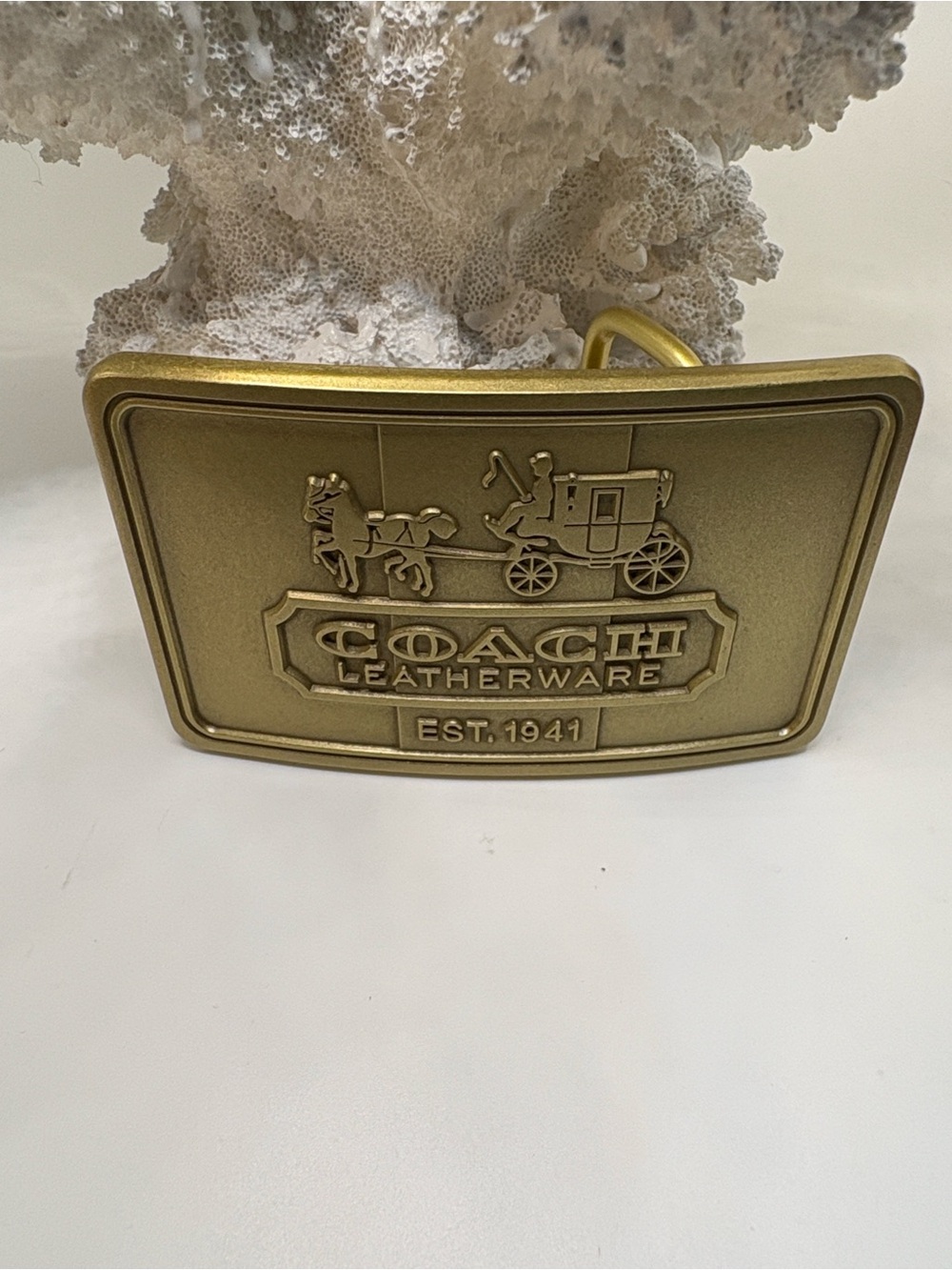 Coach Gold Tone Leatherware Horse & Carriage Belt Buckle